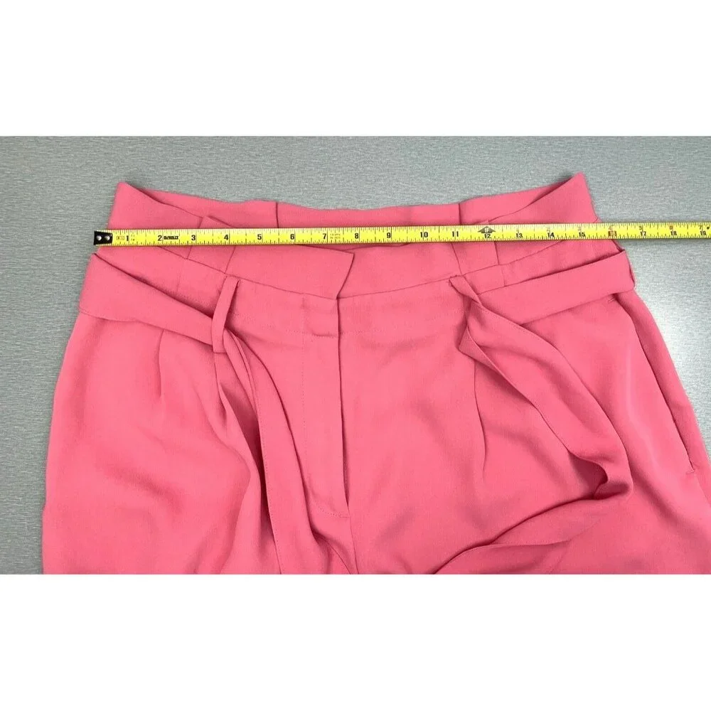 Boden Melina Pink Poppy Paperbag Pants Belted High Rise Straight Leg Size 10R - Picture 4 of 15